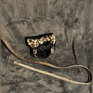 Leopard print harness and leash